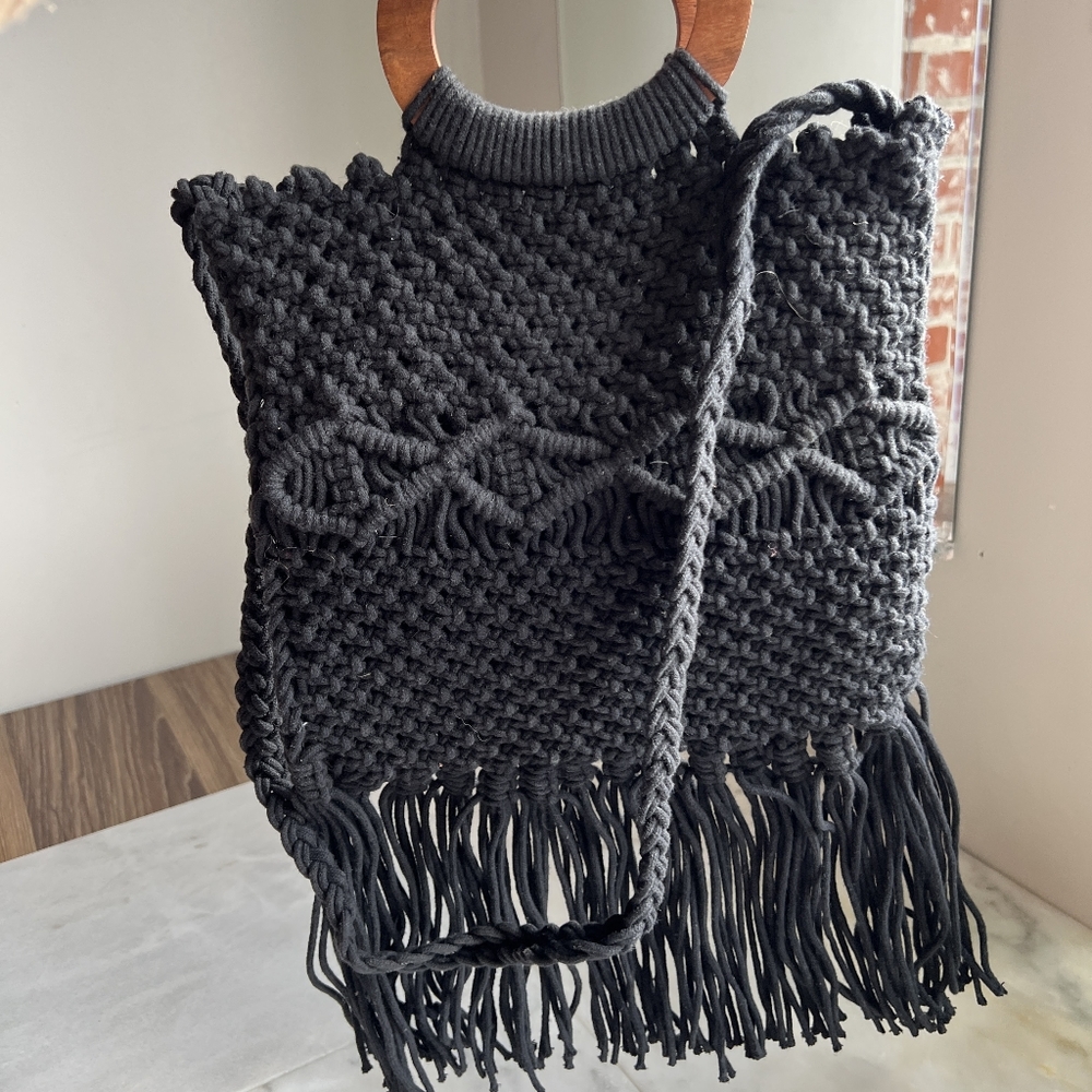 Danielle Nicole Crochet Macrame Retro Vintage Bla… - image 2